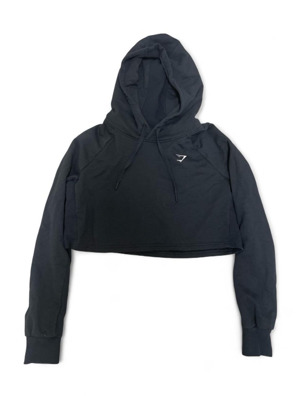 Gymshark Black Cropped Hoodie Sweatshirt - Women Sweaters Size Medium